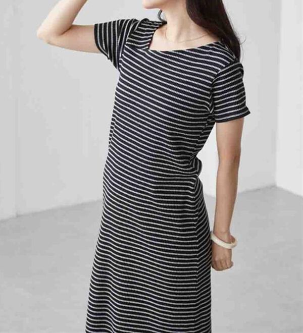 RANAN（ラナン）の「アシメネックハーフスリーブリブワンピース（その他ワンピース）」｜詳細画像