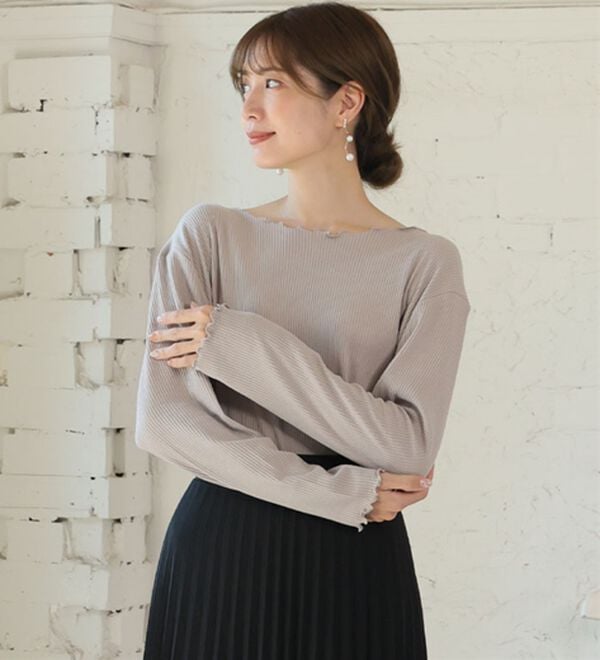 A HAPPY MARILYN（アハッピーマリリン）の「【Ｌ～６Ｌ】Ｒｉｎ こだわったのはシルエットと着心地 すっきり リブ カットソー トップス（カットソー）」｜詳細画像