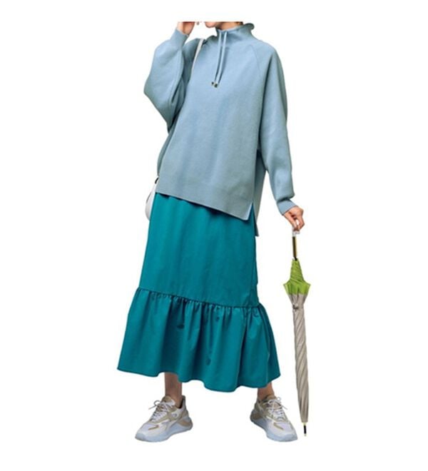 VINNO（ヴィノ）の「シャカ伸び！はっ水ギャザー切替スカート（ロングスカート）」｜詳細画像