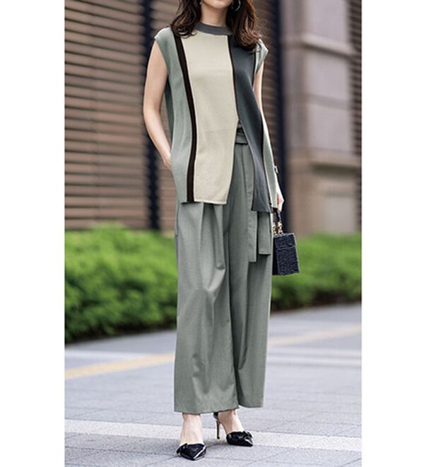 RANAN（ラナン）の「配色ブロッキングノースリーブニット（ニット・セーター）」｜詳細画像