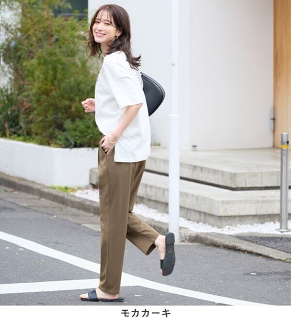 Viola e Viola（ヴィオラ エ ヴィオラ）の「【接触冷感】さらテロ楽のびテーパードパンツ【選べる２丈】（フルレングスパンツ）」｜詳細画像
