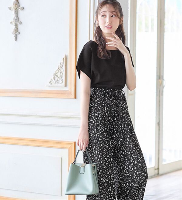 alotta（アロッタ）の「【２点セット】ひんやり涼しいこなれセットアップ（セットアップ）」｜ﾌﾞﾗｯｸ／ﾌﾞﾗｯｸ花柄