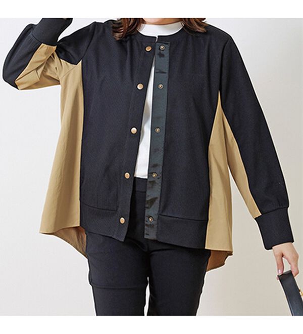 BELLUNA（ベルーナ）の「【Ｌａｇｒｉｌｕａ】異素材切替バックフレアー配色カーディガン（その他カーディガン）」｜詳細画像