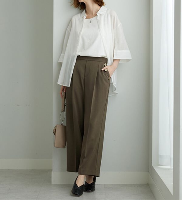 BELLUNA（ベルーナ）の「メランジストレッチ素材ワイドパンツ（ワイドパンツ・ガウチョ）」｜詳細画像