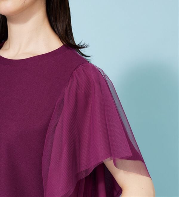 BELLUNA（ベルーナ）の「チュール使いフリル袖プルオーバー（カットソー）」｜詳細画像