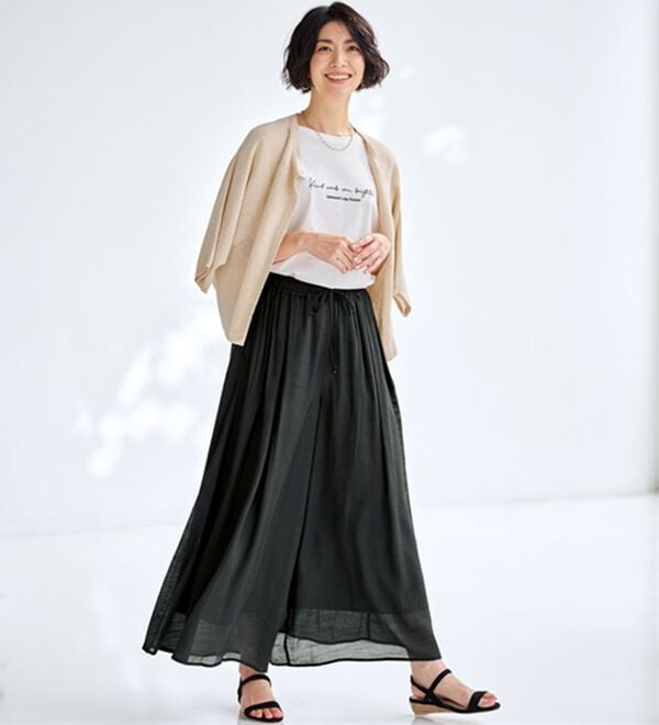 BELLUNA（ベルーナ）の「スカート見えシアーワイドスカーチョ（フルレングスパンツ）」｜詳細画像