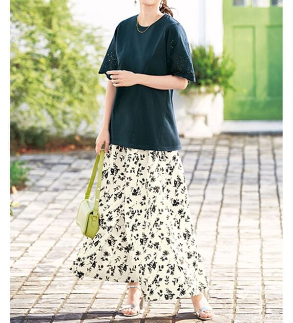 「【２色組】袖レースの体型カバーチュニック（チュニック）」｜詳細画像