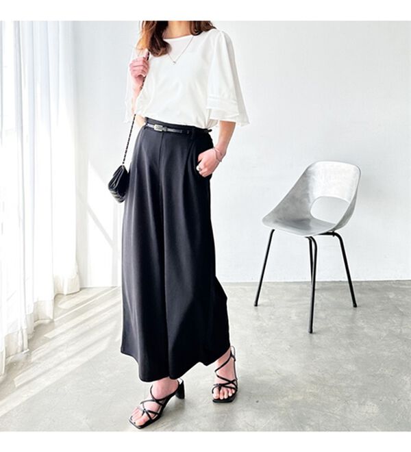 GeeRA（ジーラ）の「接触冷感！美脚ストレッチワイドパンツ（ワイドパンツ・ガウチョ）」｜詳細画像