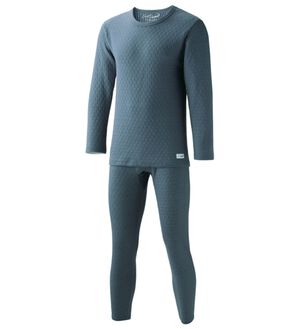 「≪ＴＶ限定★≫＜クロコダイル＞ウール入肌側綿１００％極温（Ｒ）キルトインナー上下（メンズ肌着・インナーウェア）」｜杢ブルー