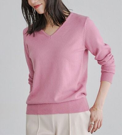 Pierrot（ピエロ）の「【Ｓ～３Ｌ】ネックが選べるプレミアムカシミヤタッチニット（ニット・セーター）」