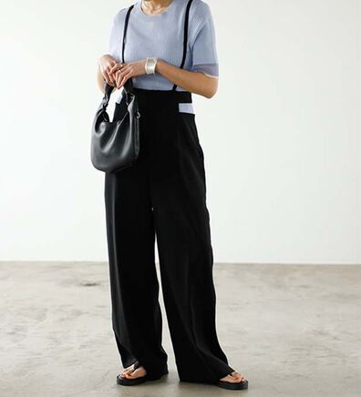 GeeRA（ジーラ）の「サイドカットアウトサス付ハイウエストパンツ（オールインワン）」