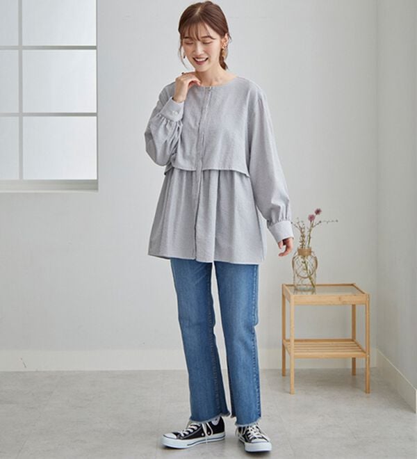 GeeRA（ジーラ）の「羽織にもなる！ペプラムシャツチュニック（チュニック）」｜詳細画像