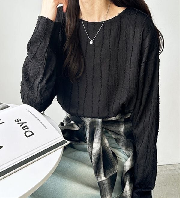 GeeRA（ジーラ）の「シャギージャカードボートネックカットソー（カットソー）」｜詳細画像