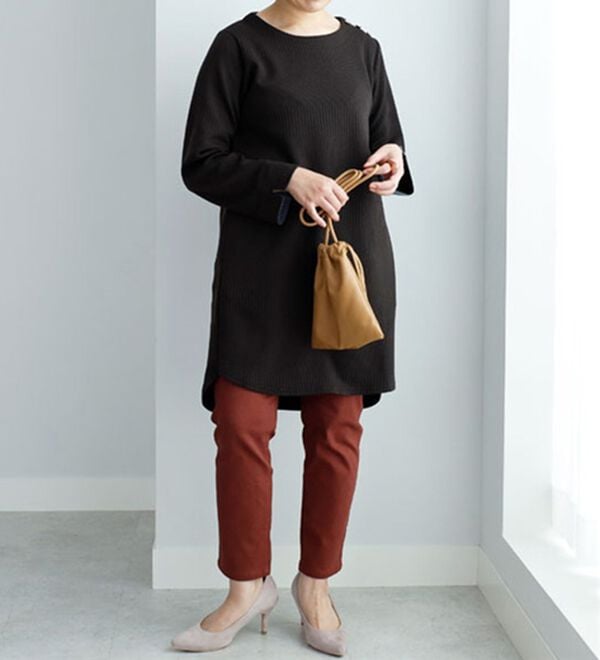 BELLUNA（ベルーナ）の「肩ボタンボーダージャカードワンピース（その他ワンピース）」｜詳細画像