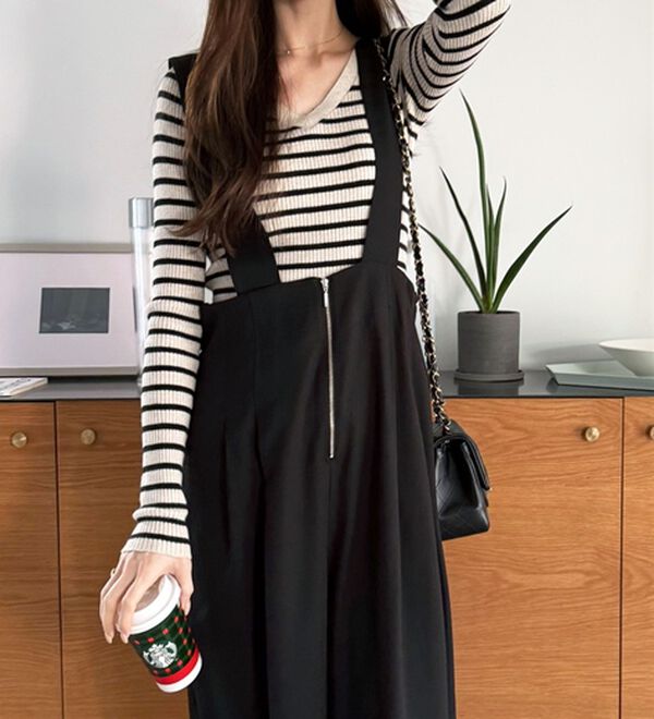 GeeRA（ジーラ）の「フロントジップハイウエストサロペット（オールインワン）」｜詳細画像