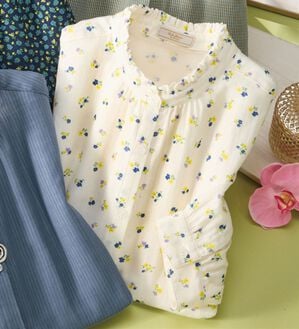 ルフラン（ルフラン）の「選べる！夏色ダブルガーゼブラウス（ブラウス）」｜白系花柄