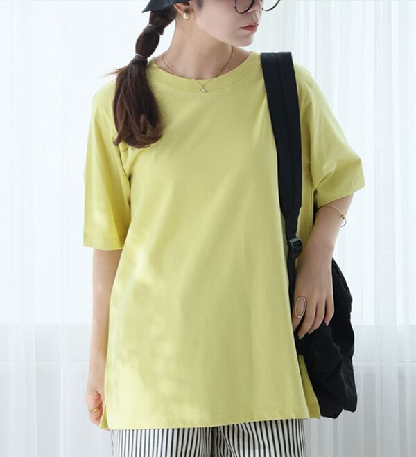 A HAPPY MARILYN（アハッピーマリリン）の「【Ｌ～８Ｌ】ＵＳＡコットン１００％ベーシックＴシャツ（Tシャツ）」｜詳細画像