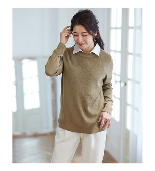 BELLUNA（ベルーナ）の「重ね衿付！細見えニットプルオーバー（ニット・セーター）」｜詳細画像