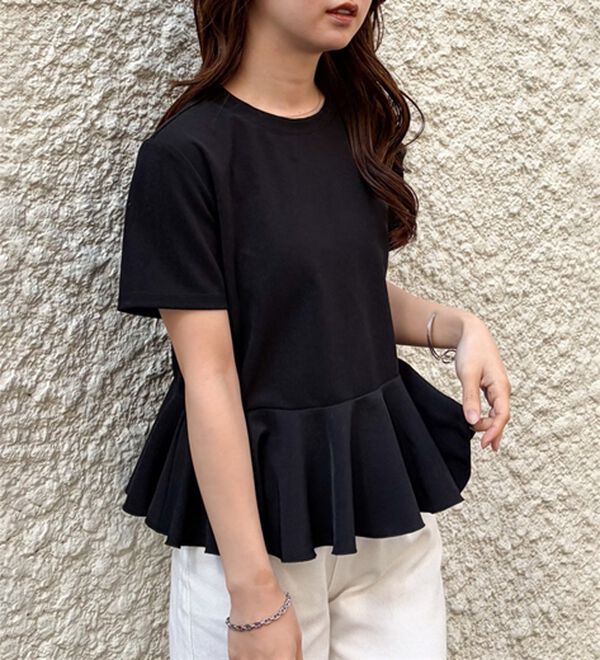 RANAN（ラナン）の「【ひんやり・ＵＶ】異素材切替ペプラムプルオーバー（カットソー）」｜詳細画像