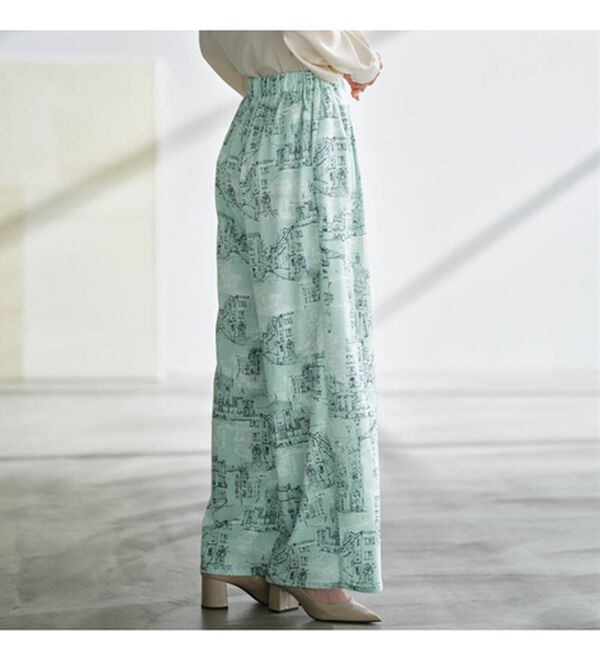 RANAN（ラナン）の「スカーフプリントセミワイドパンツ（フルレングスパンツ）」｜詳細画像