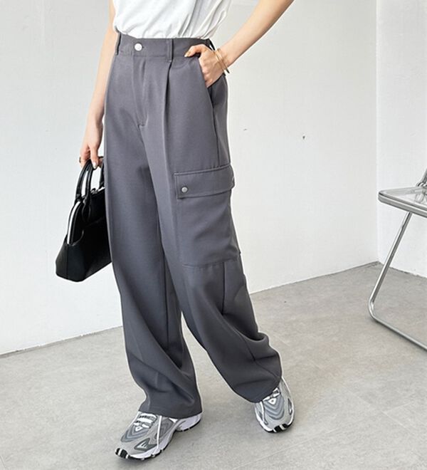 GeeRA（ジーラ）の「タックワイドストレートカーゴパンツ（フルレングスパンツ）」｜詳細画像