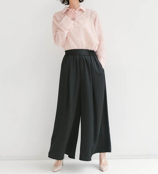 RANAN（ラナン）の「サテンワイドパンツ（ワイドパンツ・ガウチョ）」｜ブラック