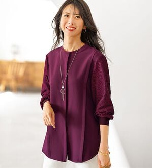 BELLUNA（ベルーナ）の「袖レースデザイン上品ブラウス（ブラウス）」｜詳細画像