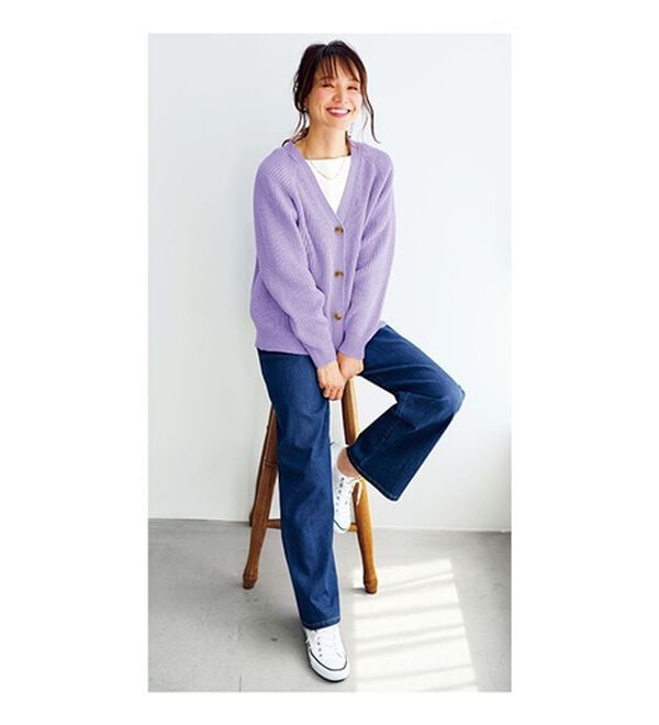 BELLUNA（ベルーナ）の「エコ素材ゆったりあぜ編ニットカーディガン（ニットカーディガン）」｜詳細画像