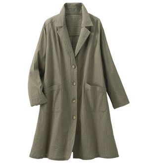 ルフラン（ルフラン）の「ピンタック素材ロングジャケット（その他ジャケット）」｜カーキ