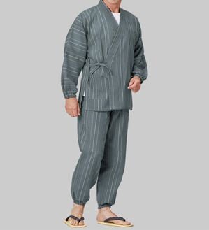 「＜クロコダイル＞品格漂う綿１００％絣調しじら作務衣（メンズ和装・浴衣・和装グッズ）」｜詳細画像