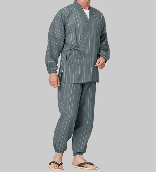 「＜クロコダイル＞品格漂う綿１００％絣調しじら作務衣（メンズ和装・浴衣・和装グッズ）」｜詳細画像