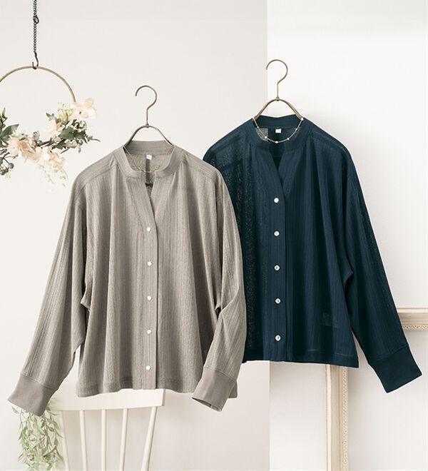 ルフラン（ルフラン）の「【２色組】透かし楊柳プルオーバー（カットソー）」｜詳細画像