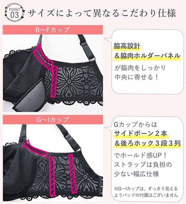 LAVIENNE（ラヴィエンヌ）の「レーシー脇高スッキリブラ＆ショーツ（ブラジャー＆ショーツセット）」｜詳細画像
