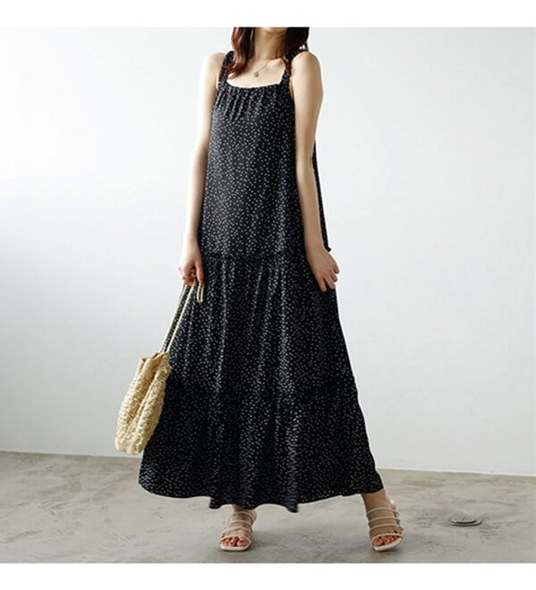 GeeRA（ジーラ）の「ドット柄ティアードマキシワンピース（その他ワンピース）」｜詳細画像