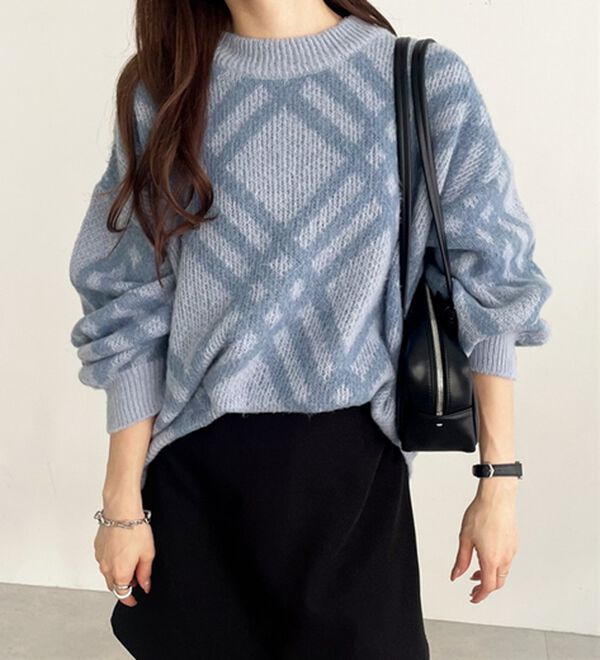 モヘアライクチェック柄ニットプルオーバー - ベルーナ【公式】