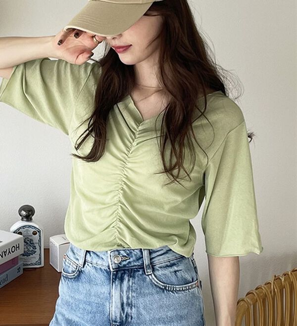 GeeRA（ジーラ）の「Ｖネックシャーリングカットソー（カットソー）」｜詳細画像