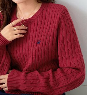 Viola e Viola（ヴィオラ エ ヴィオラ）の「【ビバリーヒルズポロクラブ】ケーブル柄ショートニット（ニット・セーター）」｜レッド