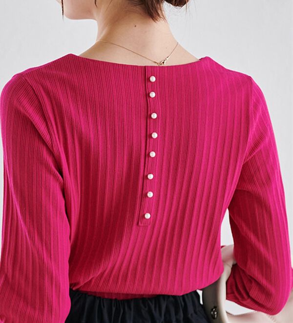 RANAN（ラナン）の「バックパール調釦リブカットソープルオーバー（カットソー）」｜詳細画像