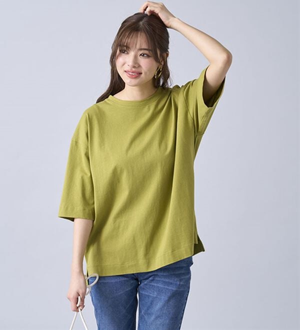 BELLUNA（ベルーナ）の「ひんやリッチコットン大人のゆったりプルオーバー（カットソー）」｜詳細画像