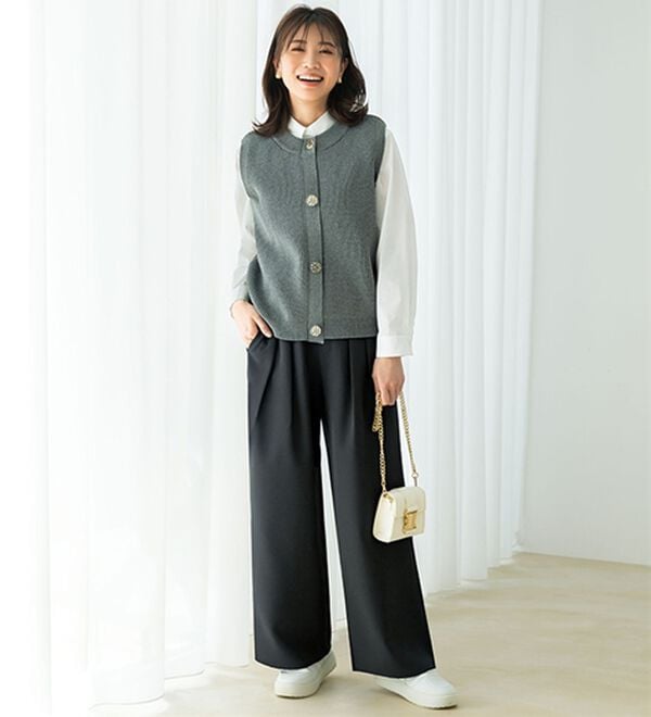 BELLUNA（ベルーナ）の「上品ツータックワイドパンツ（ワイドパンツ・ガウチョ）」｜詳細画像