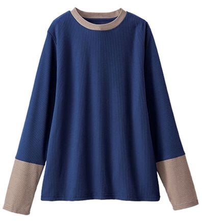 BELLUNA（ベルーナ）の「配色リブ素材クルーネックプルオーバー（カットソー）」