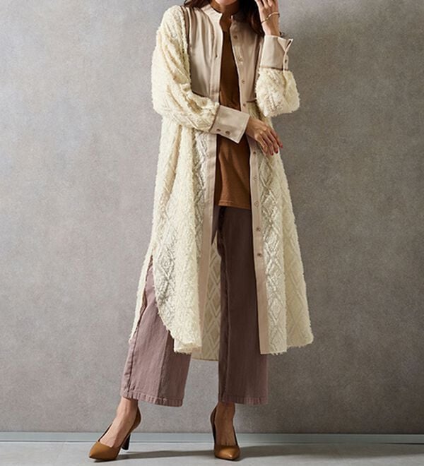 RANAN（ラナン）の「シアージャカードシャツワンピース（シャツワンピース）」｜アイボリー