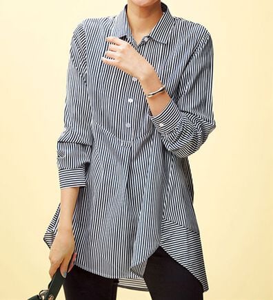 BELLUNA（ベルーナ）の「麻調素材タックデザインシャツチュニック（チュニック）」