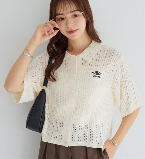 Viola e Viola（ヴィオラ エ ヴィオラ）の「【アンブロ】透かし編みポロカーディガン（ニットカーディガン）」｜詳細画像