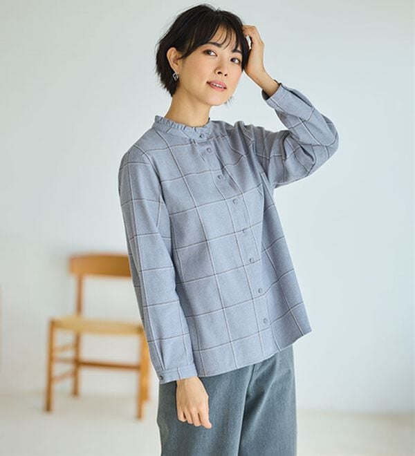 BELLUNA（ベルーナ）の「《ＨｕｇＲｅａｍコットン》フリル衿ブラウス（ブラウス）」｜詳細画像