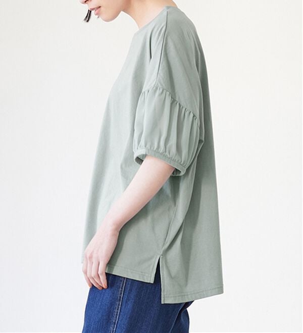 Viola e Viola（ヴィオラ エ ヴィオラ）の「【５つの機能付】ボリューム袖シフォン切替Ｔシャツ（Tシャツ）」｜詳細画像