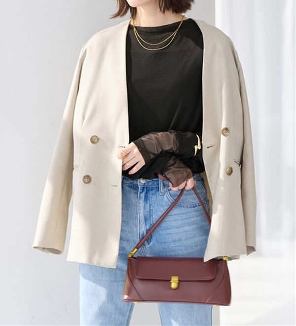 Viola e Viola（ヴィオラ エ ヴィオラ）の「程よい透け感大人シアー素材切替トップス（カットソー）」｜詳細画像