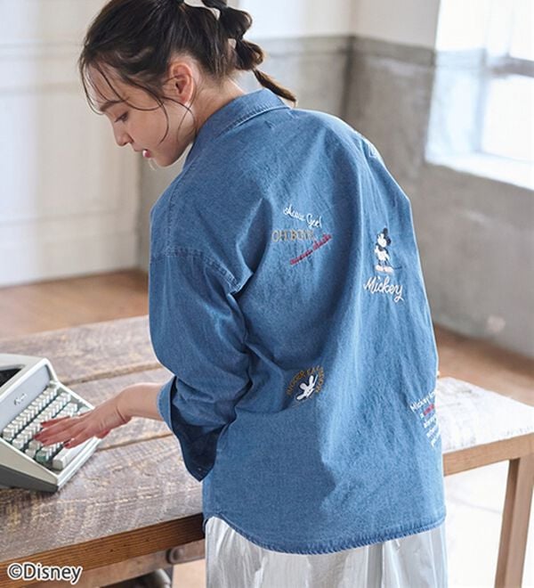 BELLUNA（ベルーナ）の「＜Ｄｉｓｎｅｙ＞【ミッキー】飛ばし刺しゅうデニムシャツジャケット（シャツ）」｜詳細画像