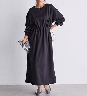 RANAN（ラナン）の「裏起毛！アンチピリング！ドロストワンピース（その他ワンピース）」｜チャコール（ロング丈）
