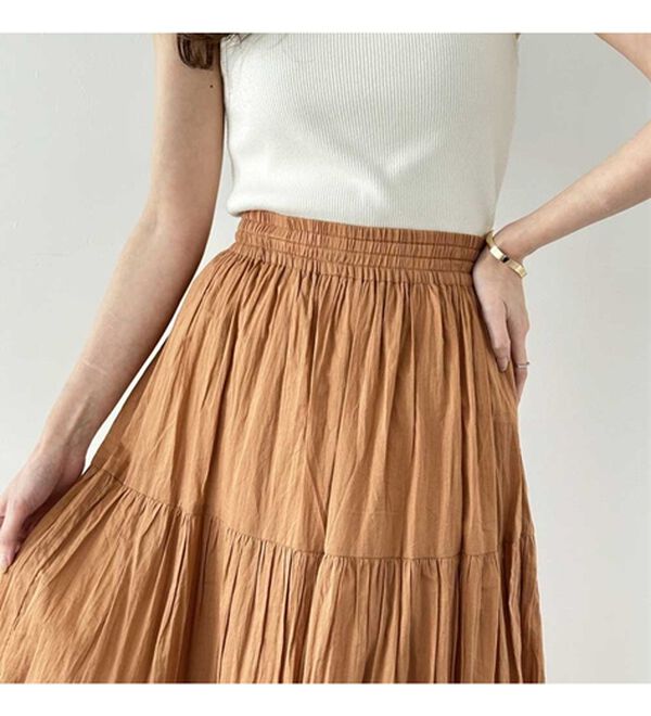 GeeRA（ジーラ）の「コットンボイルワッシャーティアードスカート（ロングスカート）」｜詳細画像